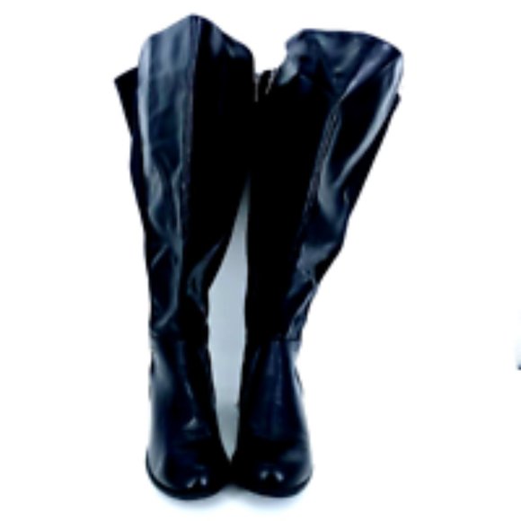 Lane Bryant Womens Boots Black Block Heels Knee High Side Zip Almond Toe 9WW - Picture 4 of 11
